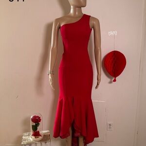 Elegant Red One-Shoulder Dress